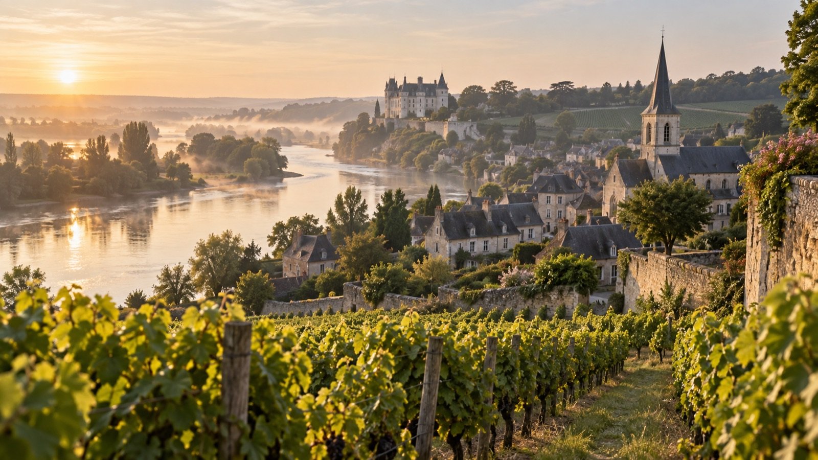Loire Valley vineyards and village