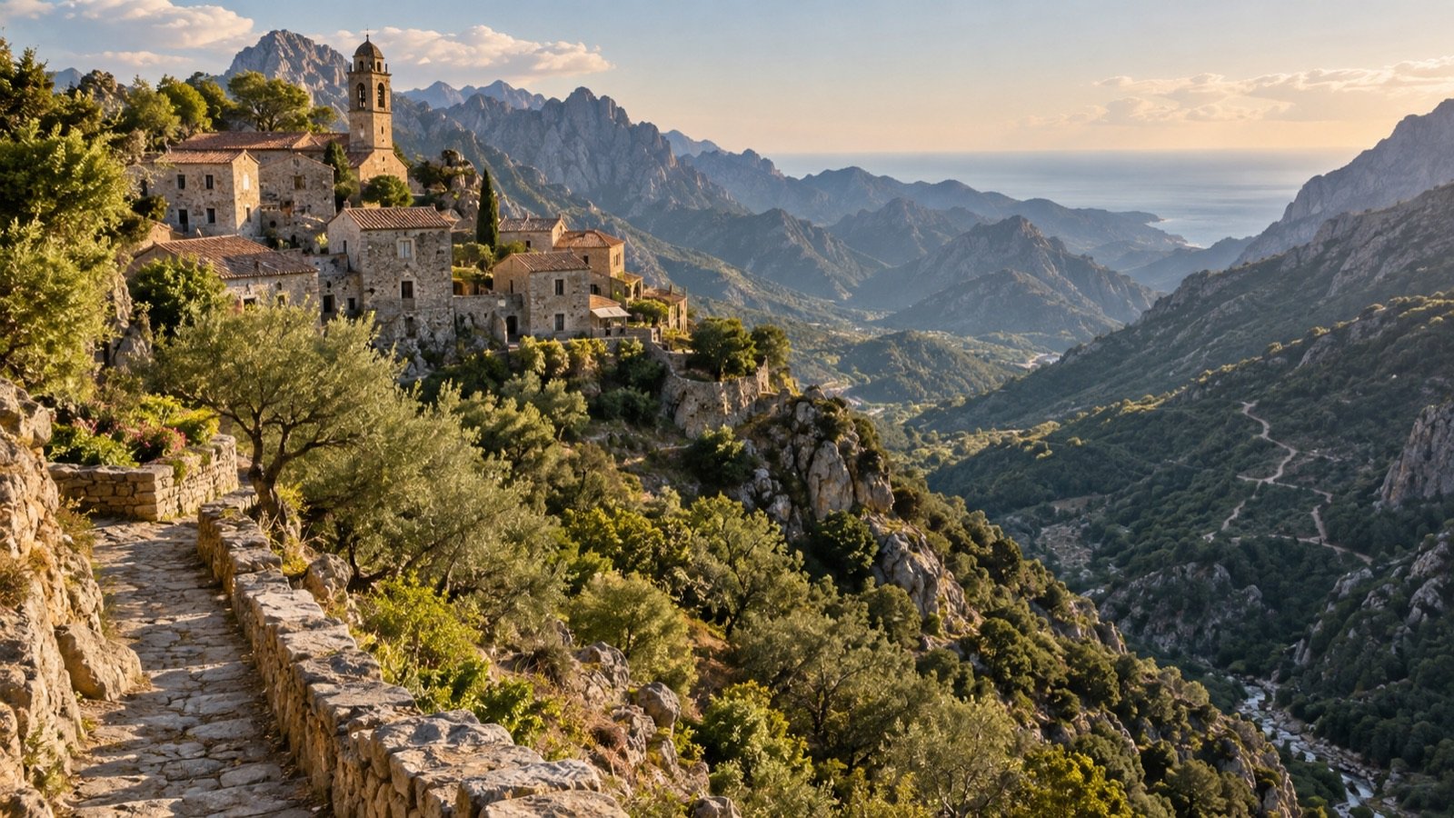 Mountain village in the Corsican interior