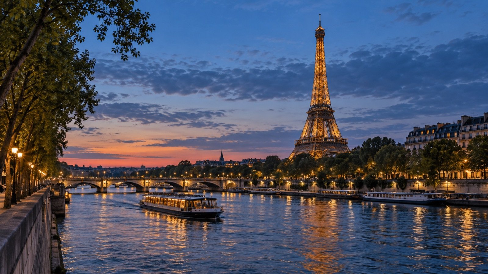 Paris and the Eiffel Tower from the Seine