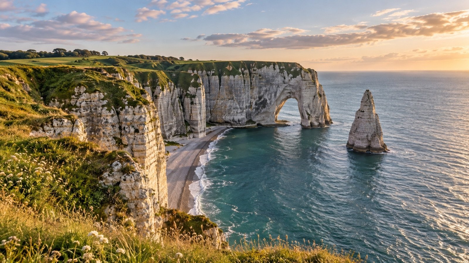 Chalk cliffs at Étretat, representing the wider Normandy region