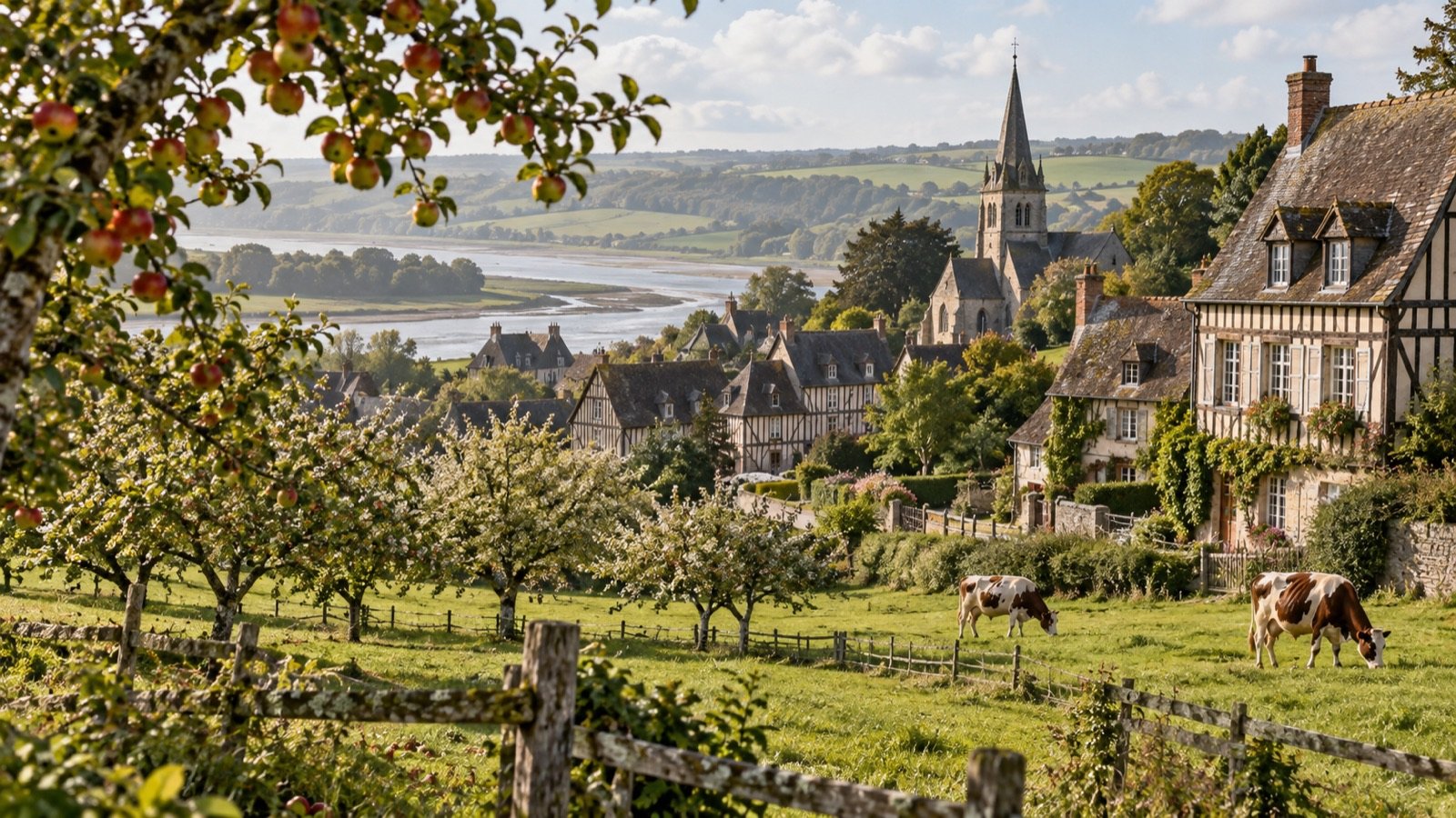 Normandy village and apple orchards