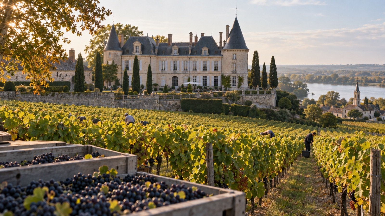 Bordeaux wine château and vineyards